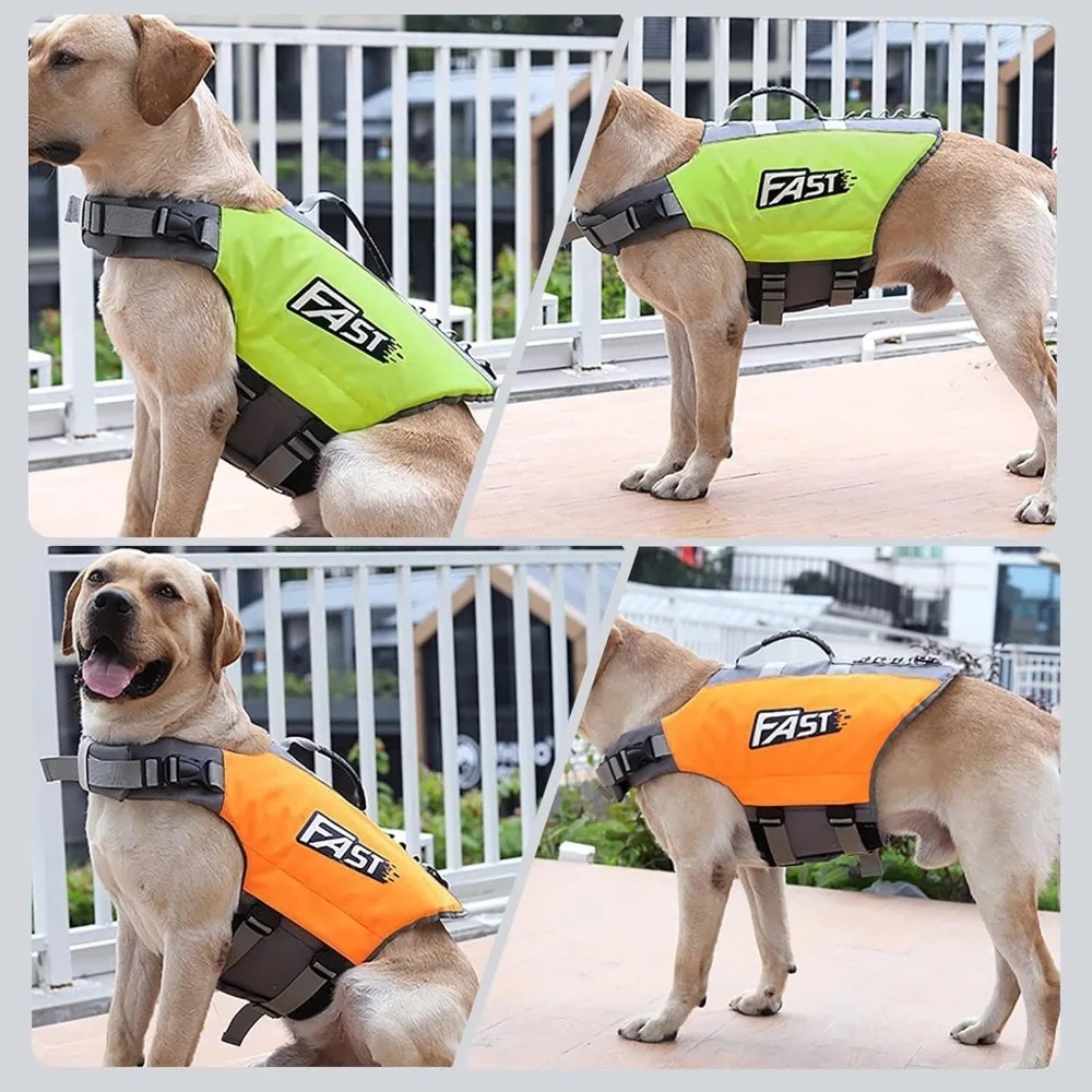 Life Jacket Buoyancy - 調節可能なペット水泳ライフジャケット反射超浮力子犬水着ポリエステルペット服中大型犬用