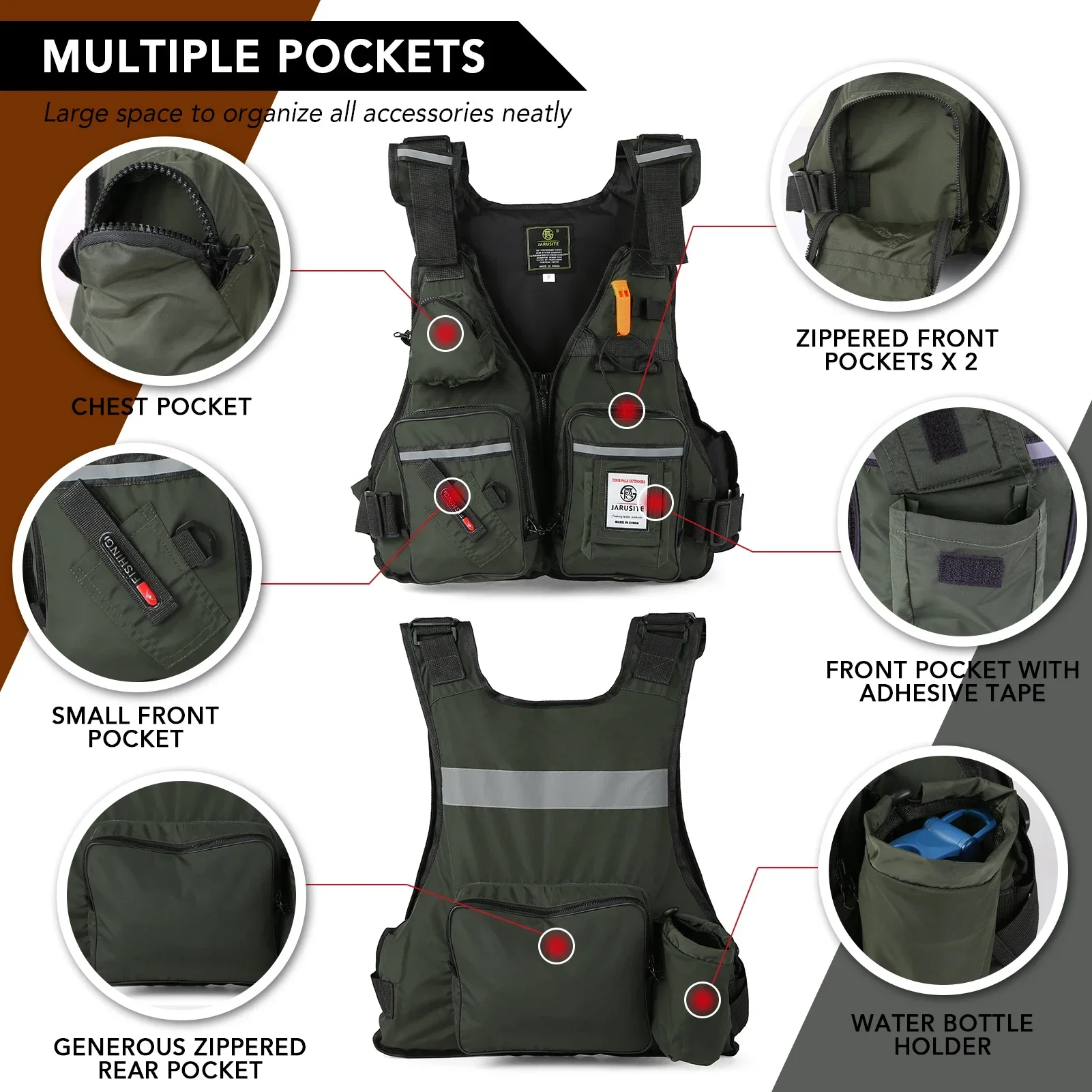 Life Jacket Buoyancy - 2026 大人用ルアーライフジャケット ロックフィッシングベスト マルチポケット 大浮力 防水オックスフォード布