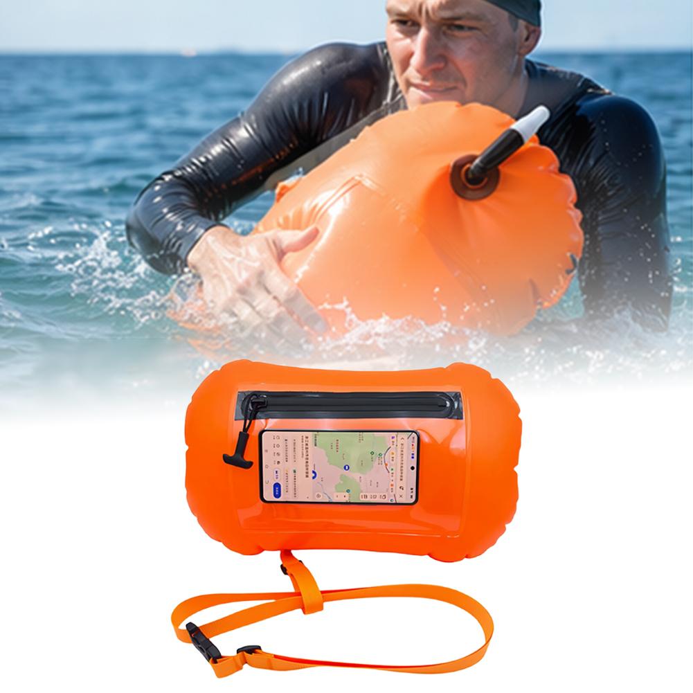 Swim Buoy Open Water - 新しいスイムブイ防水ドライバッグ、タッチスクリーン対応スマホ収納付き、オープンウォータースイミング安全フロート、スイマー、トライアスリート、牽引フロート用