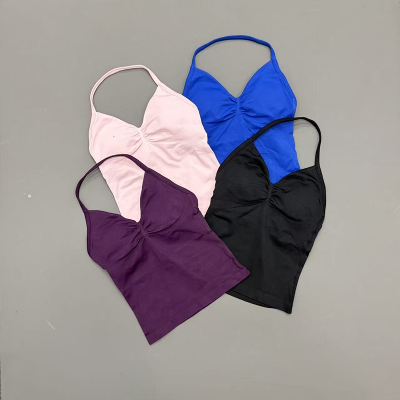ジム女性用スポーツタンクトップ シームレス ホルターストラッ - Aquatic Gym のレビューと価格