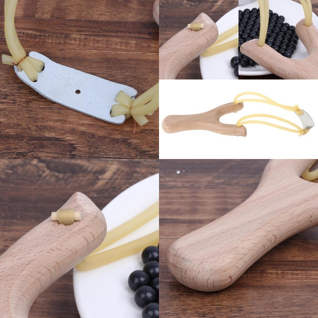 ゴムバンド付き天然木製スリングショット屋外狩猟スポーツゲーム - Speargun Rubber Band のレビューと価格