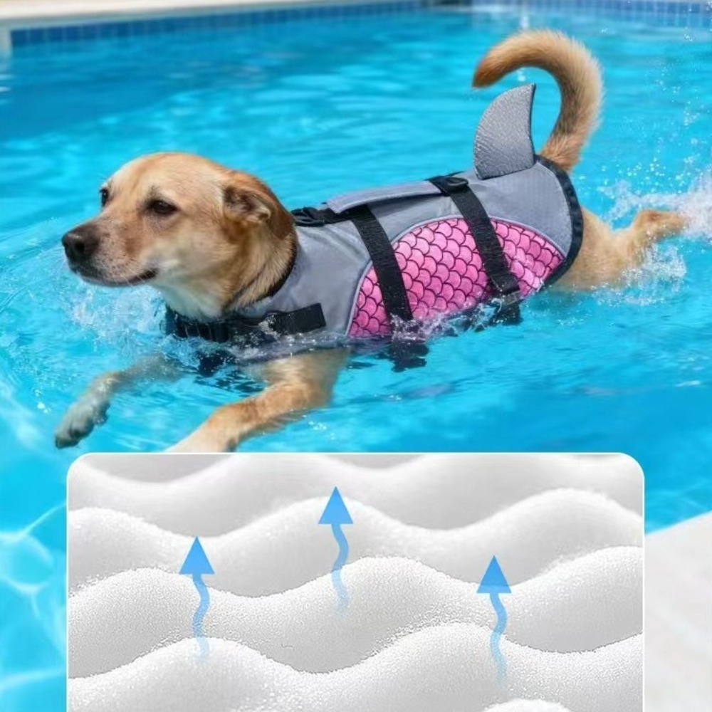 強力な浮力犬用ライフジャケット光沢のある鱗状のシャークフィン - Life Jacket Buoyancy のレビューと価格