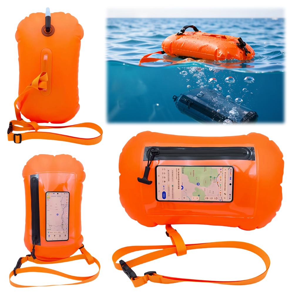 新しいスイムブイ防水ドライバッグ、タッチスクリーン対応スマホ - Swim Buoy Open Water のレビューと価格